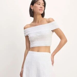 NWT EVERLANE The Gauze Smock Top size small white